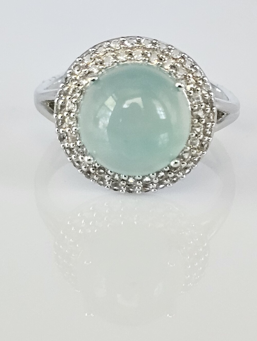 Genuine Certified Aquaprase & White Topaz Ring Size 9. NEW